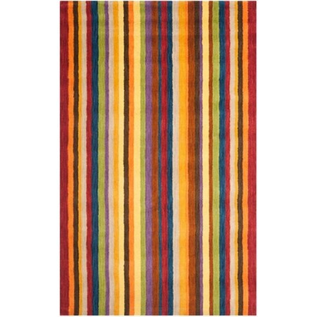 Safavieh 5 ft. x 8 ft. Medium Rectangle- Shag Himalaya Red And Multi Hand Loomed Rug HIM582A-5